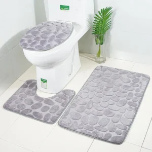 HOBath-Ensemble de 3 polymères coordonnants, tapis de douche absorbants, couvercle de toilette, couverture de sol, doux, 2 pièces – Image 6